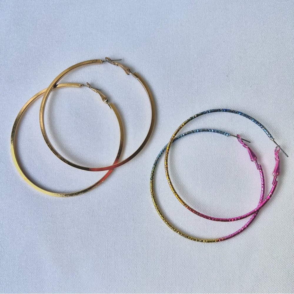 Earring Bundle, Gold & Multi Hoops - image 1